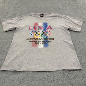 Vintage 1996 USA Olympic Pride T-Shirt Gray XL Athens to Atlanta JCPenney